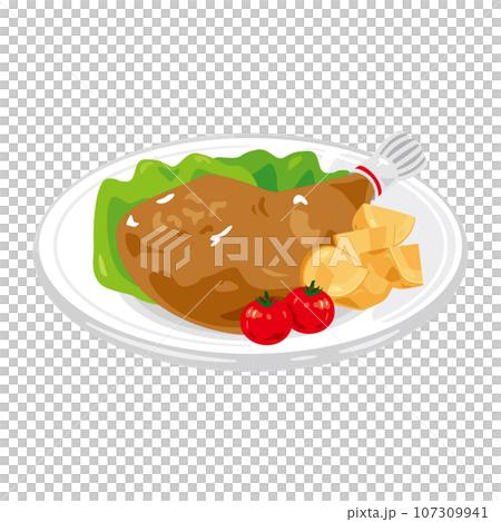 chicken leg on a plate chicken leg on a plate 107309941