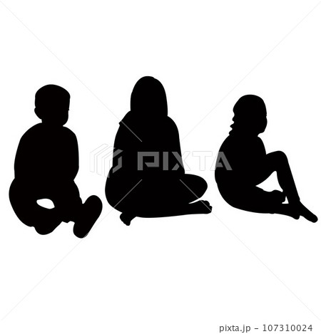 chldren sitting body silhouette vector chldren sitting body silhouette vector 107310024