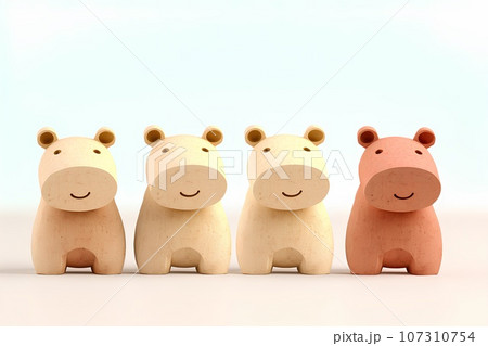 コルクでできたカバくん(3D) コルクでできたカバくん(3D) 107310754