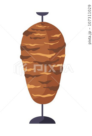 Chicken meat on grill for shawarma cooking vector 107311029