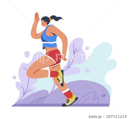 Female character running in forest or woods vector Female character running in forest or woods vector 107311224