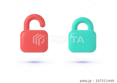 Cartoon lock 3d for concept design. Vector illustration 107311449