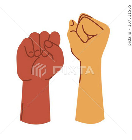 Fists ready to fight, rebellion hand gestures 107311565