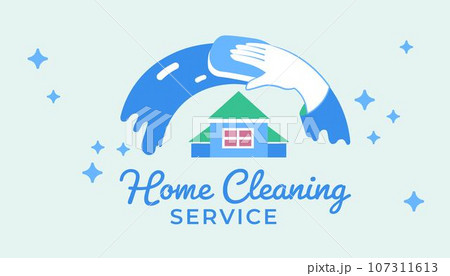 Business card of home cleaning service, banner Business card of home cleaning service, banner 107311613