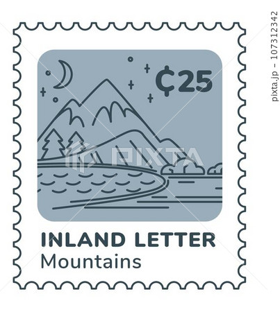 Inland letter postmark with landscape scenery 107312342