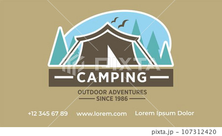 Camping outdoor adventures services, visiting card Camping outdoor adventures services, visiting card 107312420