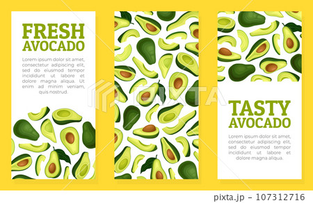 Avocado Banner and Poster Design with Green Fruit Vector Template Avocado Banner and Poster Design with Green Fruit Vector Template 107312716