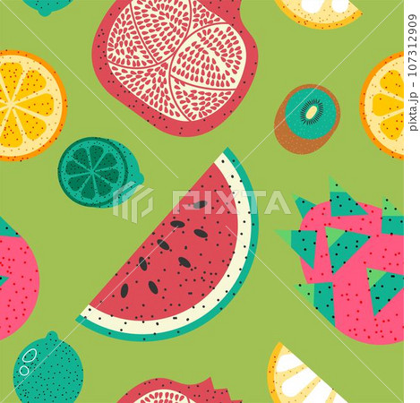 Tasty organic fruits, watermelon and pomegranate 107312909