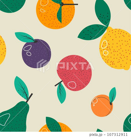 Organic fruits, seamless pattern print vector Organic fruits, seamless pattern print vector 107312911