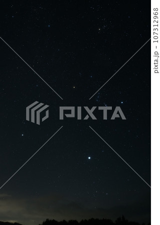 北杜市白州町、南の空に昇る冬の大三角とオリオン座 北杜市白州町、南の空に昇る冬の大三角とオリオン座 107312968