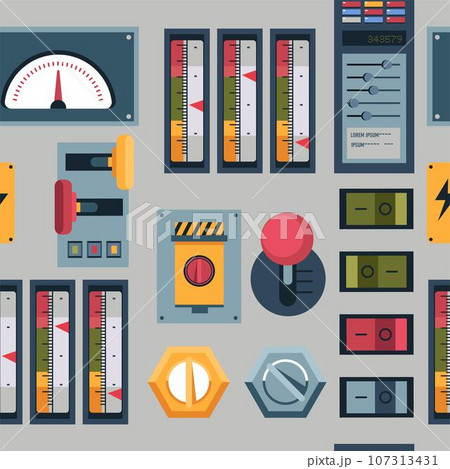 Panel with buttons and levels, pointers and lever 107313431