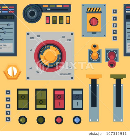 Panel with buttons and valves, control system Panel with buttons and valves, control system 107313911