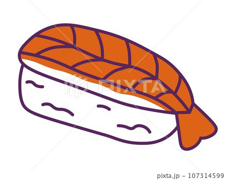 Sushi ebi made of rice and shrimp, Asian meal 107314599