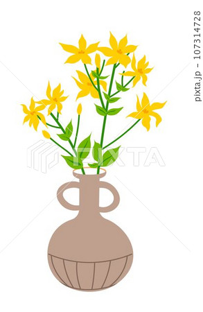 Blooming wildflower vegetation and plants in vase 107314728
