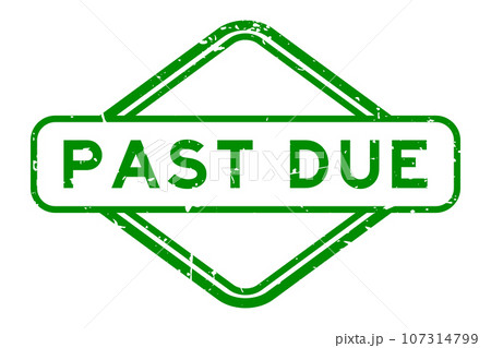Grunge green past due word rubber seal stamp on white background 107314799