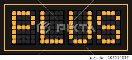 Orange color led banner in word plus on black background Orange color led banner in word plus on black background 107314857