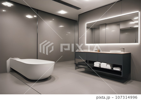 bathroom public with mirror and sink high 107314996