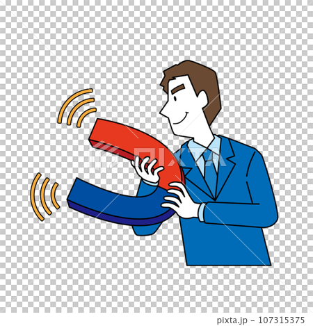 磁石で引き寄せる男性 107315375