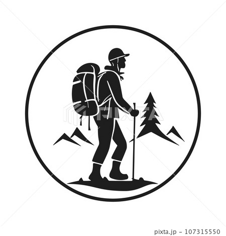 Hiking outdoor adventure logo, Vector template 107315550