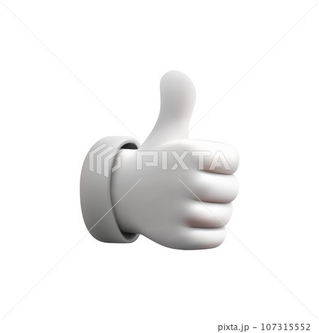 3D cartoon thumb up hand isolated. Like sign. 3D cartoon thumb up hand isolated. Like sign. 107315552