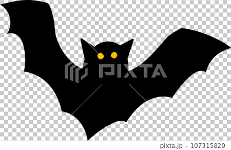 Fashionable and cute handwritten style Halloween vector illustration of a bat flying alone 107315829