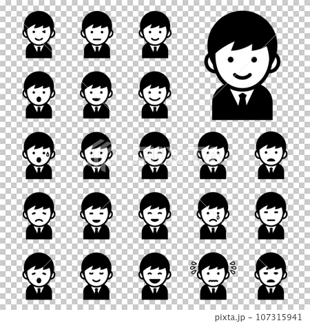 Men's facial expression icon set Men's facial expression icon set 107315941