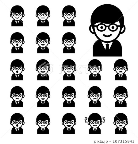 メガネ男子表情アイコンセット 107315943