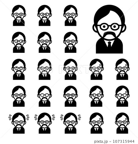 メガネをかけたヒゲおやじアイコンセット 107315944