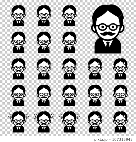 Bearded old man icon set wearing glasses Bearded old man icon set wearing glasses 107315945