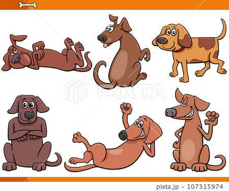 cartoon dogs and puppies comic animal characters set 107315974