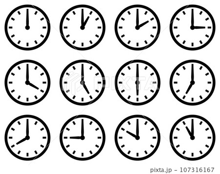 時計のアイコンセット 黒 107316167