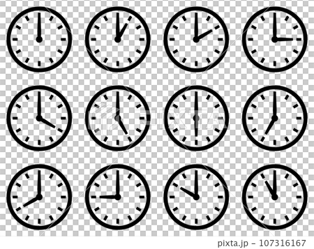 時計のアイコンセット 黒 107316167