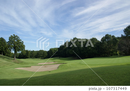 グリーンのあるゴルフ場のグリーン 107317449