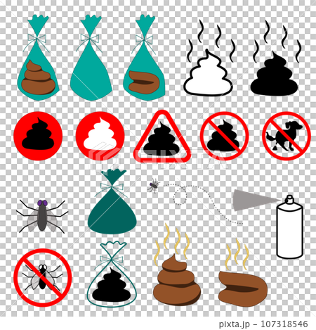 Dog poop and prohibition sign icon set 107318546