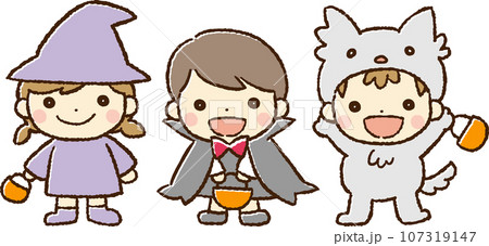 ハロウィンの仮装をする子どもたちのイラスト(カラー) ハロウィンの仮装をする子どもたちのイラスト(カラー) 107319147