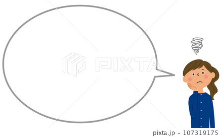 困っている若い女性ふきだし 107319175