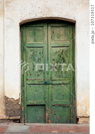 Detail of the beautiful colonial architecture of the streets of the colonial small town of Iza located in the Boyaca department in Colombia Detail of the beautiful colonial architecture of the streets of the colonial small town of Iza located in the Boyaca department in Colombia 107319317