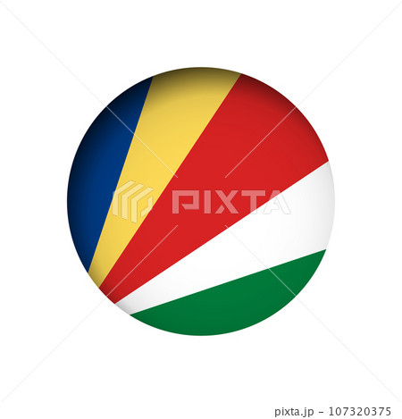Seychelles flag - behind the cut circle paper hole with inner shadow. 107320375