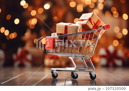 Shopping cart with gift boxes 107320500