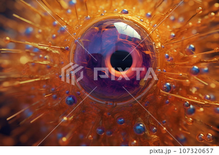 Macro shot of cell or molecule. Scientific image. Biology or chemistry abstract background 107320657