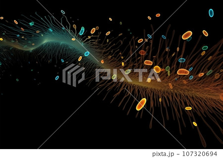 The accumulation of bacteria. Macro. Illustration 107320694