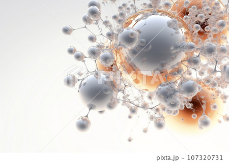 Macro shot of molecule. Scientific image. Biology or chemistry abstract background 107320731