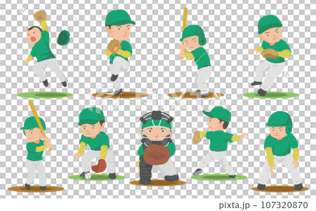 野球選手のイラストセット 野球選手のイラストセット 107320870