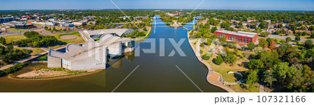 Sunny aerial view of the Exploration Place 107321166