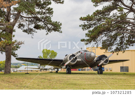 Close up shot of Beech aircraft in Aviation Museum Close up shot of Beech aircraft in Aviation Museum 107321285