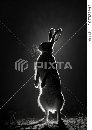 hare rabbit studio silhouette photo black white vintage backlit portrait motion contour tattoo hare rabbit studio silhouette photo black white vintage backlit portrait motion contour tattoo 107321998
