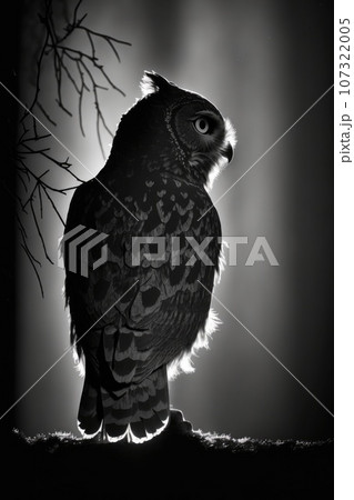 night owl studio silhouette photo black white vintage backlit portrait motion contour tattoo 107322005