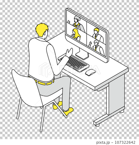 Isometric_People having an online meeting_Simple 107322642
