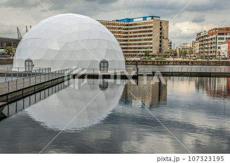 ball-shaped pavilion on the embankment 107323195