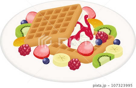 フルーツワッフルのイラスト素材 [107323995] - PIXTA
